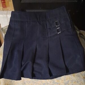 French Toast Dark Blue Pleated Skirt